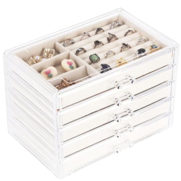 Elegant Cq Acrylic Jewelry Organizer with 5 Drawers