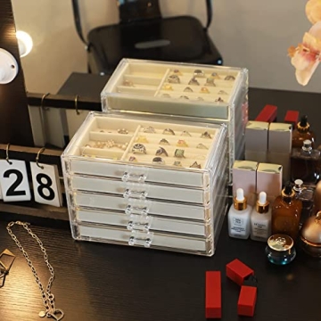 Elegant Cq Acrylic Jewelry Organizer with 5 Drawers