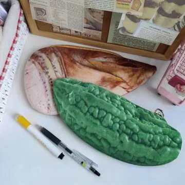 HSYHERE Creative Cute Novelty Funny Face Simulation Food Fruit Chicken Leg Banana Character Soft Stuffed Surface Clothes Zipper Pencil Box Pencil Case Pencil Holder Pouch Pen Bag - cabbage
