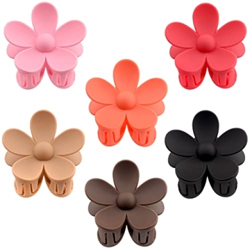 6 Pack Durable Flower Claw Clips for All Hair Types