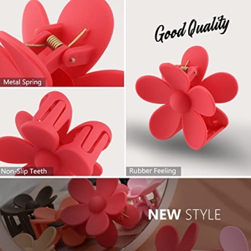 6 Pack Durable Flower Claw Clips for All Hair Types