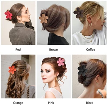 6 Pack Durable Flower Claw Clips for All Hair Types