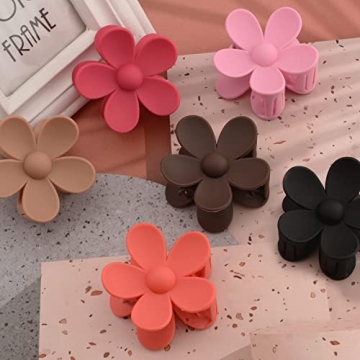 6 Pack Durable Flower Claw Clips for All Hair Types