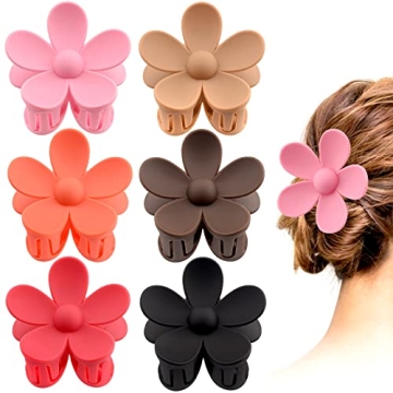 6 Pack Durable Flower Claw Clips for All Hair Types