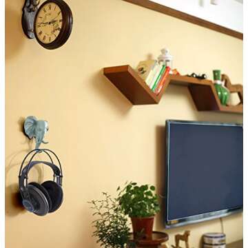 HERNGEE Elephant Head Single Wall Hook/Hanger Animal Shaped Coat Hat Hook Heavy Duty, Rustic, Decorative Gift, Grey