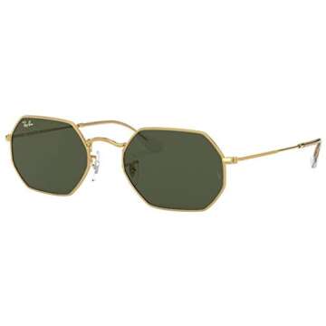 Ray-Ban RB3556 Octagonal Sunglasses, Legend Gold/G-15 Green, 53 mm