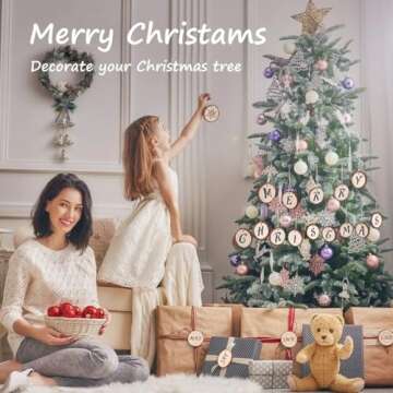 Wood Slices 30 Pcs 3.5-4 Inch Natural Wood Rounds Wooden Circles for Crafts Christmas Ornaments Unfi...