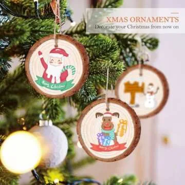 Wood Slices 30 Pcs 3.5-4 Inch Natural Wood Rounds Wooden Circles for Crafts Christmas Ornaments Unfinished Wood Kit with Predrilled Hole for DIY Arts Painting Centerpieces (3.5-4 inch)