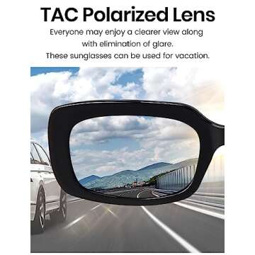 Veda Tinda Vision Rectangle Sunglasses Men Black Polarized Super Dark Square Frame Driving Hippie Trendy Retro 90s Vintage y2k Glasses for Women UV Protection Skin Mens Shades Womens Accessories 58S11