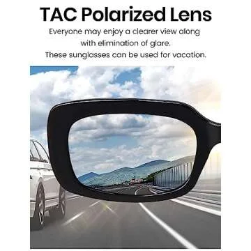 Veda Tinda Vision Rectangle Sunglasses Men Black Polarized Super Dark Square Frame Driving Hippie Trendy Retro 90s Vintage y2k Glasses for Women UV Protection Skin Mens Shades Womens Accessories 58S11