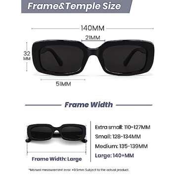 Veda Tinda Vision Rectangle Sunglasses Men Black Polarized Super Dark Square Frame Driving Hippie Trendy Retro 90s Vintage y2k Glasses for Women UV Protection Skin Mens Shades Womens Accessories 58S11