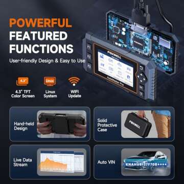 2025 FOXWELL NT614 Elite OBD2 Scanner Diagnostic Tool with 5 Services Engine Airbag Transmission ABS Scanner para Autos ABS Bleeding/SAS/EPB/Throttle/Oil Reset WiFi Update Battery Test Car Scanner