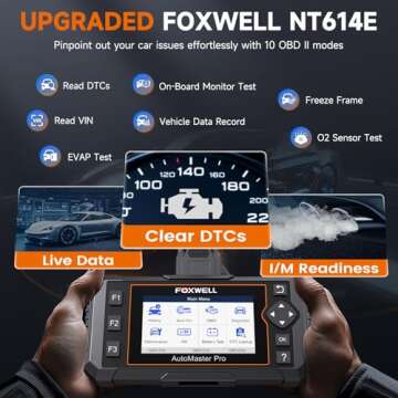 2025 FOXWELL NT614 Elite OBD2 Scanner Diagnostic Tool with 5 Services Engine Airbag Transmission ABS Scanner para Autos ABS Bleeding/SAS/EPB/Throttle/Oil Reset WiFi Update Battery Test Car Scanner