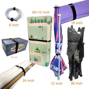 VIGAER 8"12"18"24"30" Hook and Loop Fastening Cable Strap - 30 Pack Reusable Nylon Extend Securing Strap - Adjustable Cinch Strap with Buckle