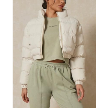Gihuo Women's Cropped Quilted Puffer Jacket Lightweight