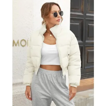 Gihuo Women's Cropped Quilted Puffer Jacket Lightweight