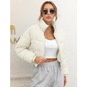 Gihuo Women's Cropped Quilted Puffer Jacket Lightweight