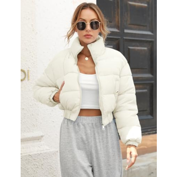 Gihuo Women's Cropped Quilted Puffer Jacket Lightweight