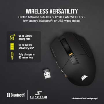CORSAIR SCIMITAR ELITE RGB WIRELESS MMO Gaming Mouse - 26,000 DPI - 16 Programmable Buttons - Up to 150hrs Battery - iCUE Compatible - Black