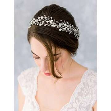 SWEETV Rhinestones Bridal Headband Silver Crystal Wedding Headpiece for Brides Hair Pieces for Bridesmaid Flower Girl Hair Accessories