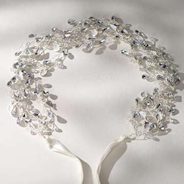 SWEETV Rhinestones Bridal Headband Silver Crystal Wedding Headpiece for Brides Hair Pieces for Bridesmaid Flower Girl Hair Accessories