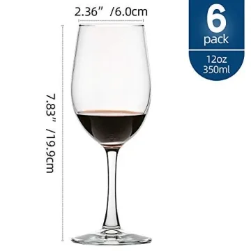 UMI UMIZILI 12 Ounce - Set of 6, All-Purpose Classic Durable Red/White Wine Glasses