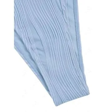 seamoly Two Piece Swimsuit for Women Wide Straps Wireless Bikini Set Solid High Cut Tie Side Thong Swimwear Light Blue Medium