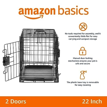 Amazon Basics Foldable Metal Wire Dog Crate 22x13