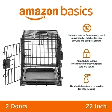 Amazon Basics Foldable Metal Wire Dog Crate 22x13