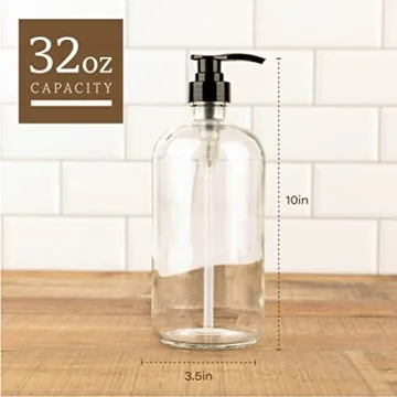 Kitchentoolz 32-Ounce Clear Glass Pump Bottles
