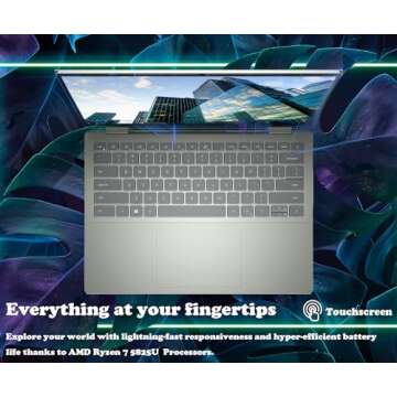 Dell Inspiron 14 Inch FHD Touchscreen 2 in 1 Business Laptop, AMD Ryzen 7 5825U, 32GB RAM, 1TB HDD, Windows 11 Pro, Backlit Keyboard, Fingerprint Reader, HDMI, WiFi 6, Pebble Green