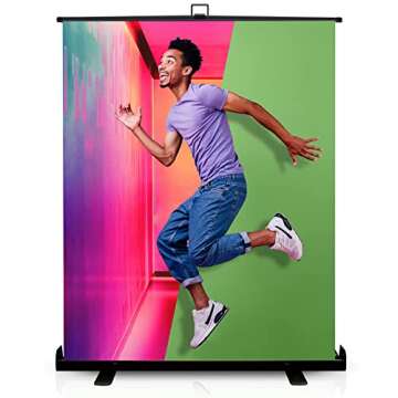 KHOMO GEAR 62-Inch Green Screen Backdrop – Collapsible, Portable Chroma Key Background for Streami...