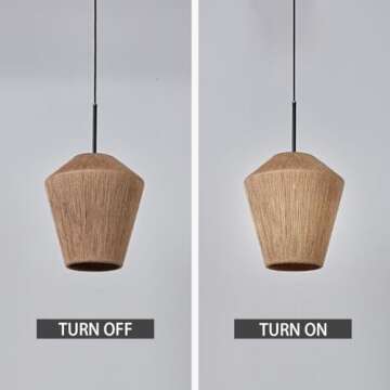 17.25 Inch Linen Weaved Pendant Light, Handcrafted Fabric Shade Ceiling Light, Elegant Pendant Light for Living Room, Bedroom, Light Fixture for Indoor