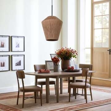 17.25 Inch Linen Weaved Pendant Light, Handcrafted Fabric Shade Ceiling Light, Elegant Pendant Light for Living Room, Bedroom, Light Fixture for Indoor