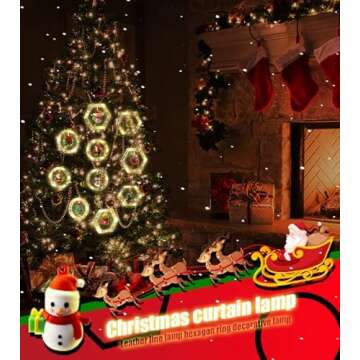 Christmas String Lights,Window Lights Christmas Decor Ring Lights with Ornament Toy,100 LED Santa Fairy Lights,USB Powered Christmas Hanging Ornaments for Indoor Outdoor, Xmas Tree Patio Bedroom Decor