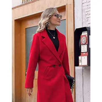 Hooever Women's Stylish Winter Wool Coat Peacoat
