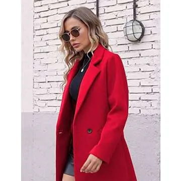 Hooever Women's Stylish Winter Wool Coat Peacoat