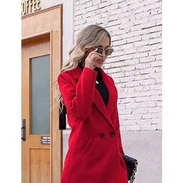 Hooever Women's Stylish Winter Wool Coat Peacoat