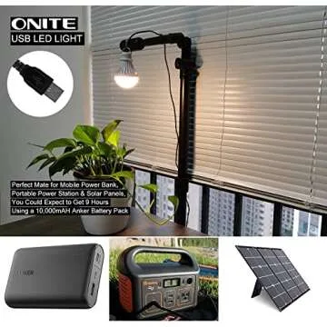 Onite USB LED Light Bulb, 5W Warm White Camping Lantern, Portable Solar Powered Outdoor Light, Essential Hiking Survival Gear, USB Lamp for Backyard, Garage, Van, Tent, and Power Stations