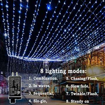 KNONEW 500 LED Outdoor Christmas String Lights - Waterproof & 8 Modes