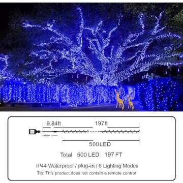 KNONEW 500 LED Outdoor Christmas String Lights - Waterproof & 8 Modes
