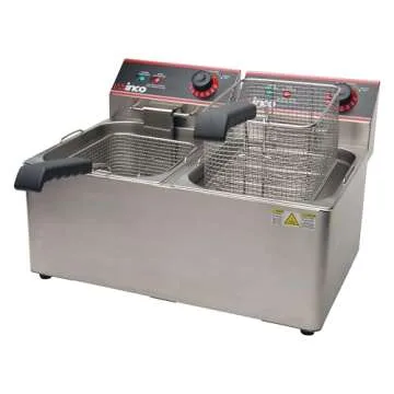 Winco Commercial-Grade Electric Countertop Deep Fryer - Dual Well Cooking Power