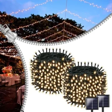 OZS 2 Pack 144FT 400LED Solar String Lights Outdoor, Waterproof 8 Modes Solar Outdoor Tree Lights, G...