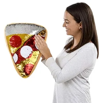 Pizza Slice Pillow with Reversible Sequins - Fun Home Decor