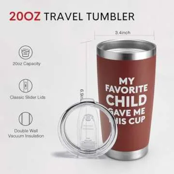 NOWWISH Mothers Day Gifts for Mom from Daughter Son, My Favorite Child Gave Me This Tumbler Cup, Bir...