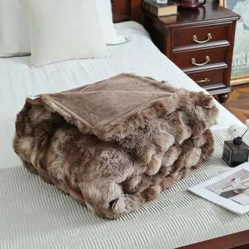 UKELER Cosy Ultra Soft Faux Fur Throw Blanket for All