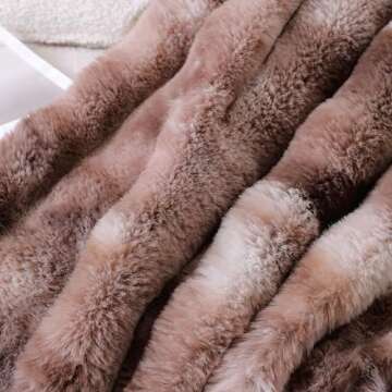 UKELER Cosy Ultra Soft Faux Fur Throw Blanket for All