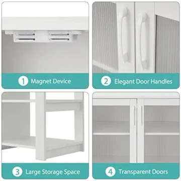 Modern 70 Inch TV Stand with Storage Cubbies Doors