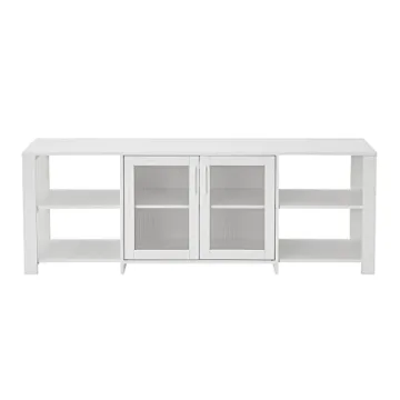 Modern 70 Inch TV Stand with Storage Cubbies Doors