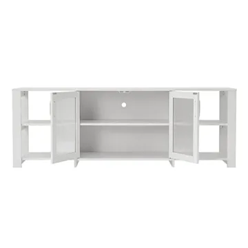 Modern 70 Inch TV Stand with Storage Cubbies Doors